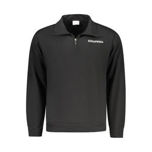 Superga \"Black Cotton Men's Sweatshirt with Half Zip and Men's Pockets\"